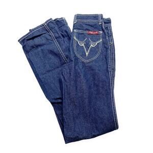 Vintage 80s dark wash contrast stitch high rise jeans women's 24"